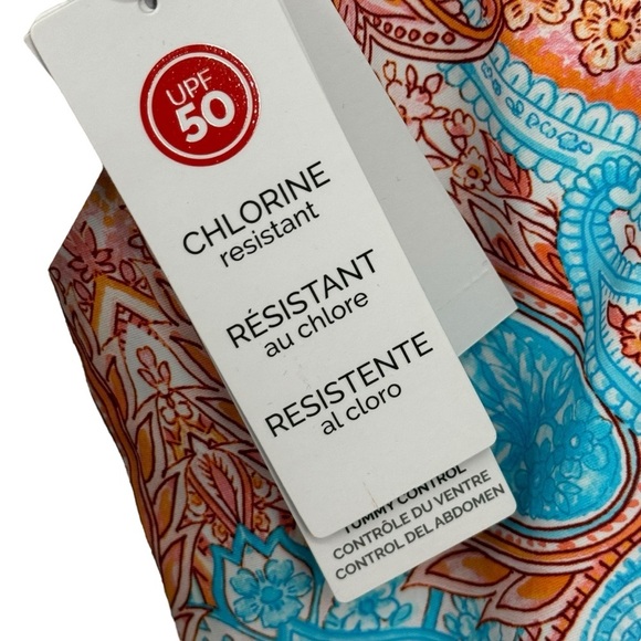 NWT Jantzen Blue Paisley Bandeau One-Piece Swim Suit Size 14. - Picture 10 of 12